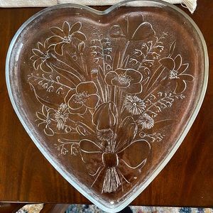 Vintage heart shaped glass dish